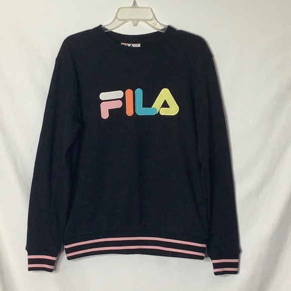 Fila Tops - Fila Retro Black Sweatshirt Color Block Logo Size L